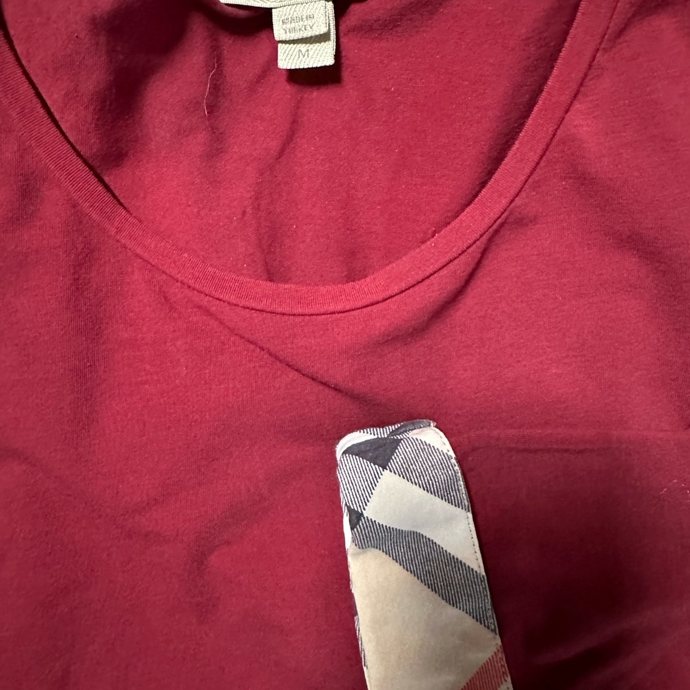 BURBERRY BRIT women’s stretchy top with signatures plaid Cuff Size M